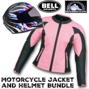 PINK Motorcycle Jacket and Helmet Bundle